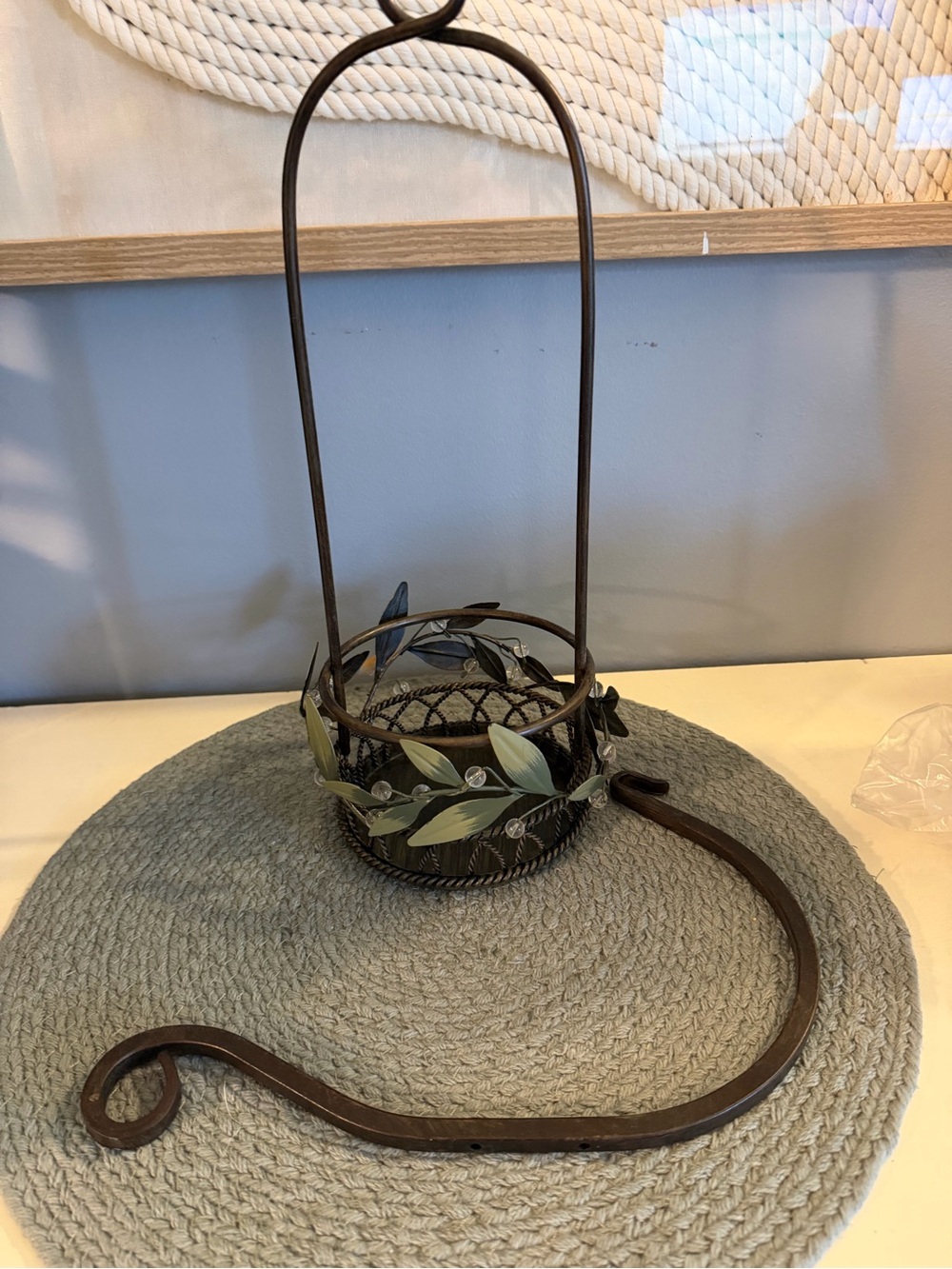 PartyLite Olive Green Leaf Metal Hanging Accent